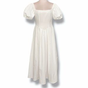 Nasty Gal White Square Neck Puff Sleeve Maxi Dress Size 4